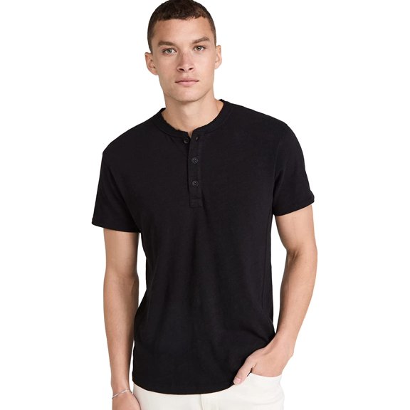 rag & bone Men's Classic Henley, Jet Black, Large