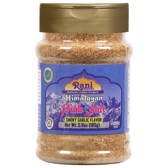 Rani Himalayan Pink Salt Smokey Garlic Flavor (84 Essential Trace Minerals) 5.8oz (164g) PET Jar ~ All Natural | Vegan | Gluten Friendly | NON-GMO | Indian Origin