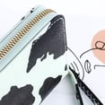 thumbnail image 3 of Bolso de mano con estampado de patrón de vaca de cuero retro para mujer (verde), 3 of 7