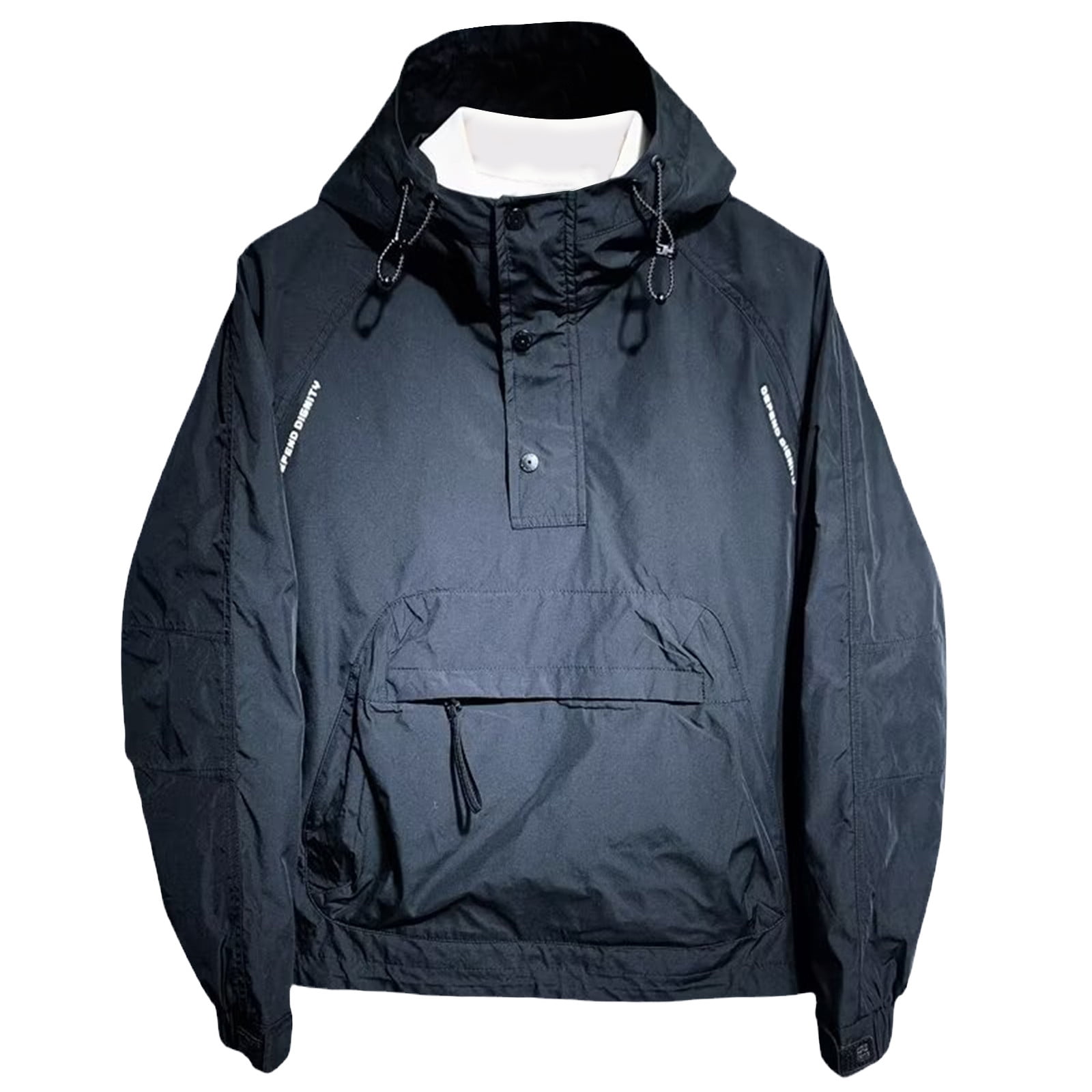 APEXFWDT Men's Streetwear Anorak Jacket Sweatshirt Button