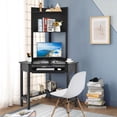thumbnail image 3 of Giantex Corner Computer Desk, Triangle Bookshelves w/Storage Shelves, Small Writing Desk, Black, 3 of 8