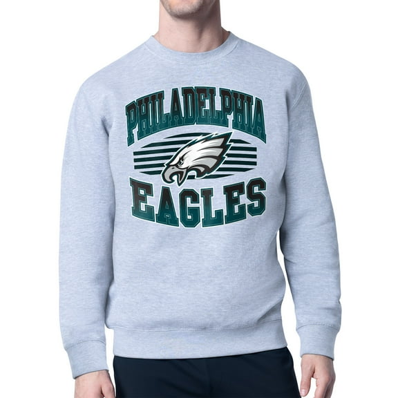 Men's Starter Heather Gray Philadelphia Eagles Team Grit Graphic Fleece Pullover Sweatshirt