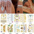 thumbnail image 2 of Pegatinas de tatuajes metálicos Flash, decoración de arte corporal, Festival de oro, mariposa temporal, elefante, collar, fiesta de tatuaje, impermeable, 2 of 4