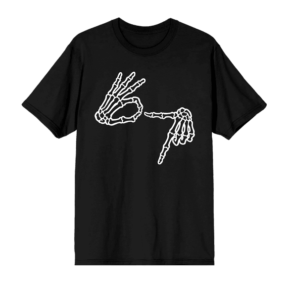 Skeleton Hands 67 Adult Crew Neck Short Sleeve T-shirt-Medium