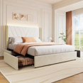 thumbnail image 2 of EDTara Upholstered LED Bed Frame, Queen Size Bed Frame with Led Lights Upholstered Velvet Platform Bed Frame, 2 of 8