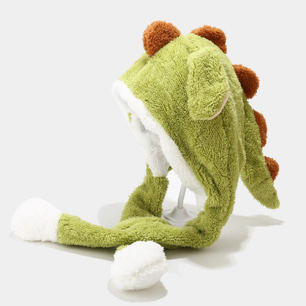 Gorro de peluche de dinosaurio en movimiento divertido de otoño e invierno, bonito gorro cálido con dibujos animados para proteger los oídos, gorro a prueba de frío para estudiantes