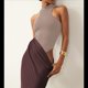 thumbnail image 4 of Vestido de Verano para Mujer, Elegante, Sin Mangas, con Cuello Halter y Ajustado. Caqui L, 4 of 7