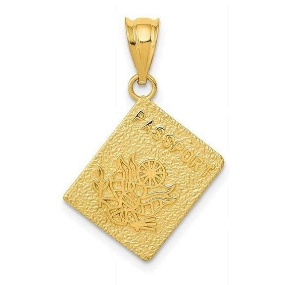 14K Yellow Gold Textured Polished Finish Passport Pendant
