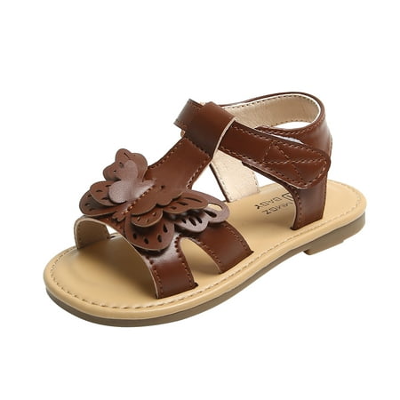 

Oalirro - Selected Toddler Girl Sandals Faux Leather Fabric Open Toe Summer Flats Size 3.5M-10M Recommended Age: 2-3 Years