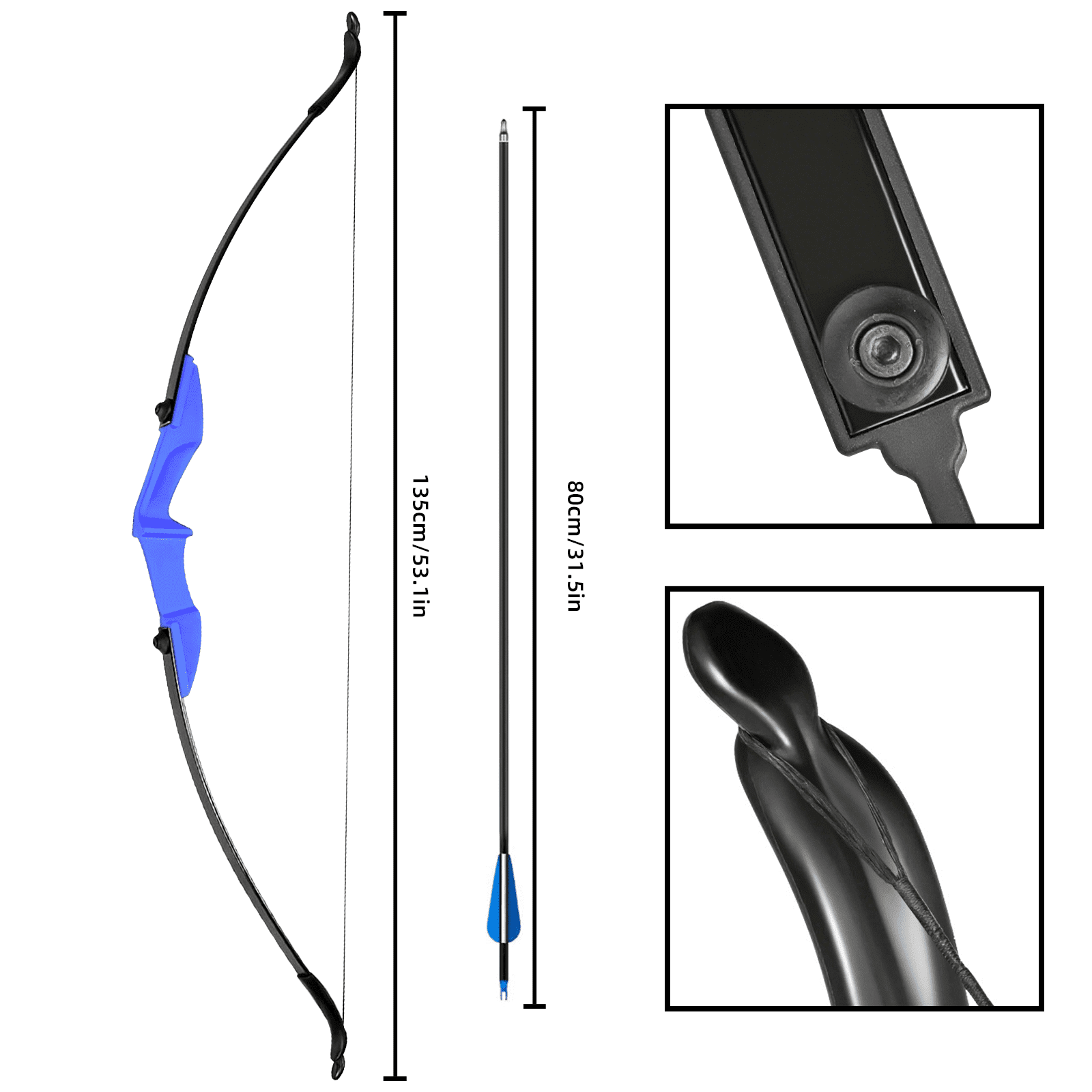 Adult Youth Recurve Bow Kit, 53 Inch 40 LBS Takedown Bow, Universal Left & Right Hand Archery Bow and 6 Arrows for Outdoor Target Practicing