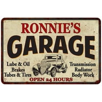 RONNIE'S Garage Gift Man Cave Metal Sign Decor 12x18 112180014161