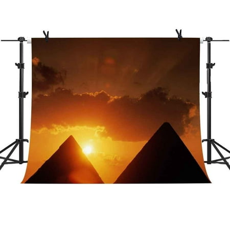 Image of MOHome 7x5Ft Setting Sun Pyramid Backdrop Setting Sun Theme Cloud Background Photo Video Studio Photography