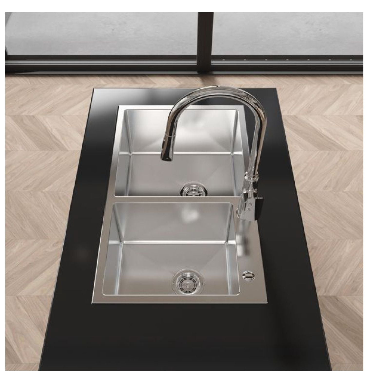 Stainless Steel Kitchen Sink 32x19x10 Inch - Double Bowl Drop-in Sink with Sound Dampening, S304 Nano Gray Finish, Dishwasher Safe, Durable Household Sink