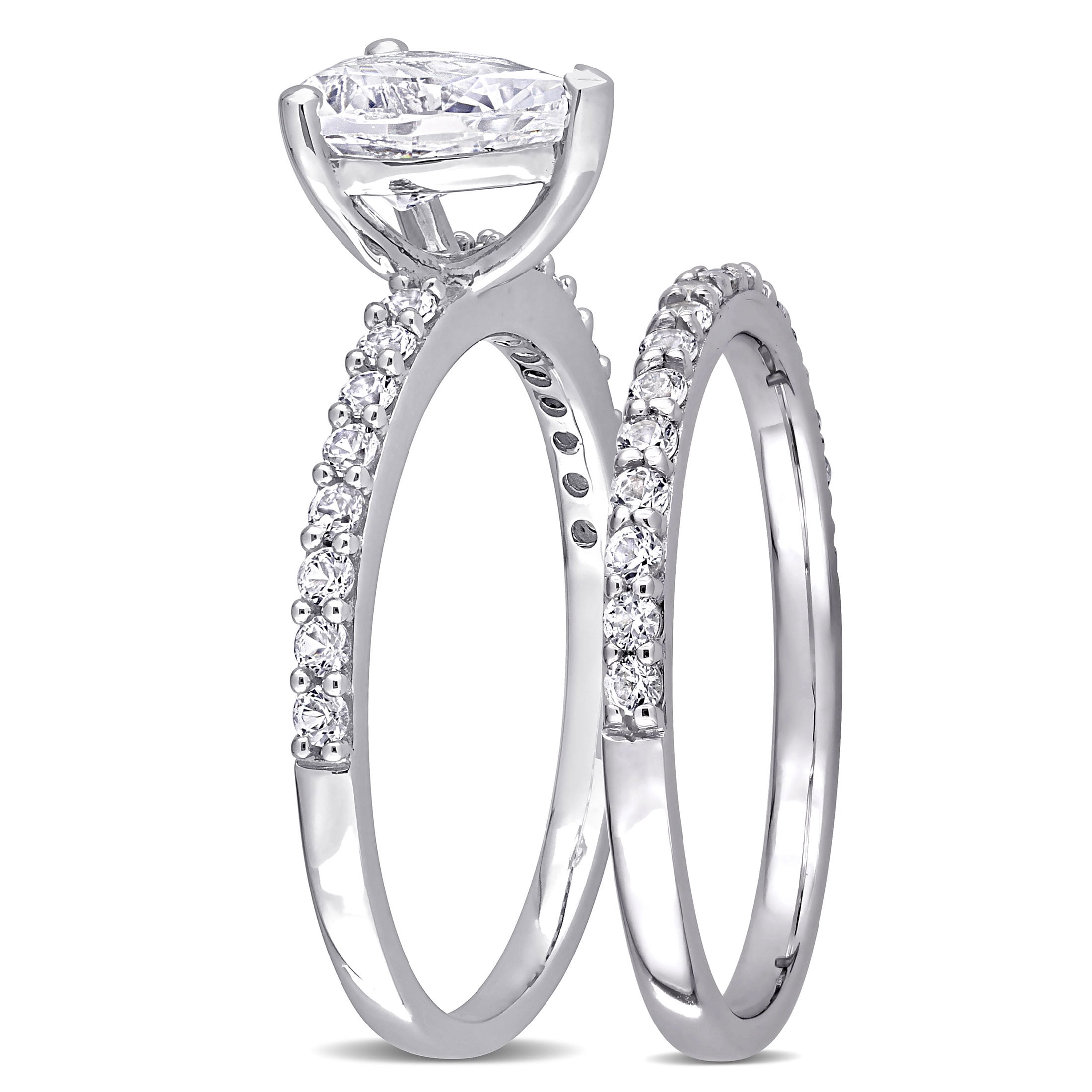 Everly Women's Created Sapphire 10k White Gold Bridal Set