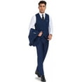 thumbnail image 3 of Wehilion by Wehilion Men's Slim Fit 3-Piece Tuxedo Suit, Single-Breasted Two-Button Blazer, Vest & Pants, Navy Blue, Polyester, 3 of 6