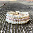 thumbnail image 4 of GHSDFBB Boho Handmade Natural Stone Bead 3 Row Wide Wrap Wrist Statment Bracelet Jewelry Collection, 4 of 7