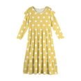thumbnail image 5 of Abcomgle Girls Maxi Dresses 7-16 A-Line Ruffle Long Sleeve Maxi Dress Polka Dot Crew Neck Sundresses Formal Tiered Dresses with Pockets,Yellow, 5 of 5