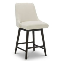 CHITA 26 inch Swivel Upholstered Fabric Barstool, Creamy White