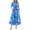 Blue, variant on Miqool Women's Bohemian Floral Maxi Dresses Summer Casual Short Sleeve Button Down Belted Flowy Long Dress Beach Vacation Sundress with Pockets