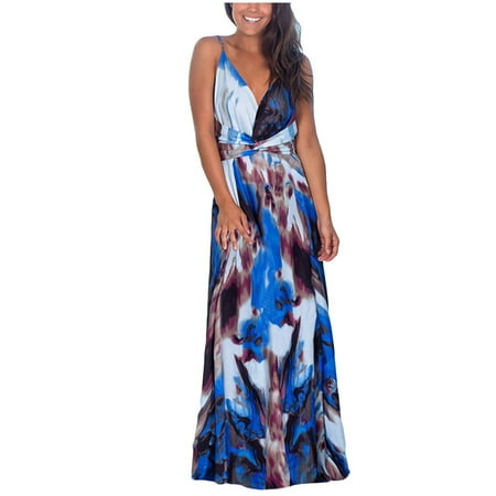 Women Floral Backless Evening Party Beach Long Maxi Dresses Boho Sundress Vestidos
