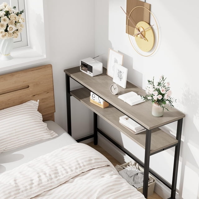 Eastvita Table Console d'Entrée de 39 Pouces avec Rangement. Table de Sofa Rustique avec Tablette Réglable pour Entrée/salon/couloir/ou Chambre - Gris