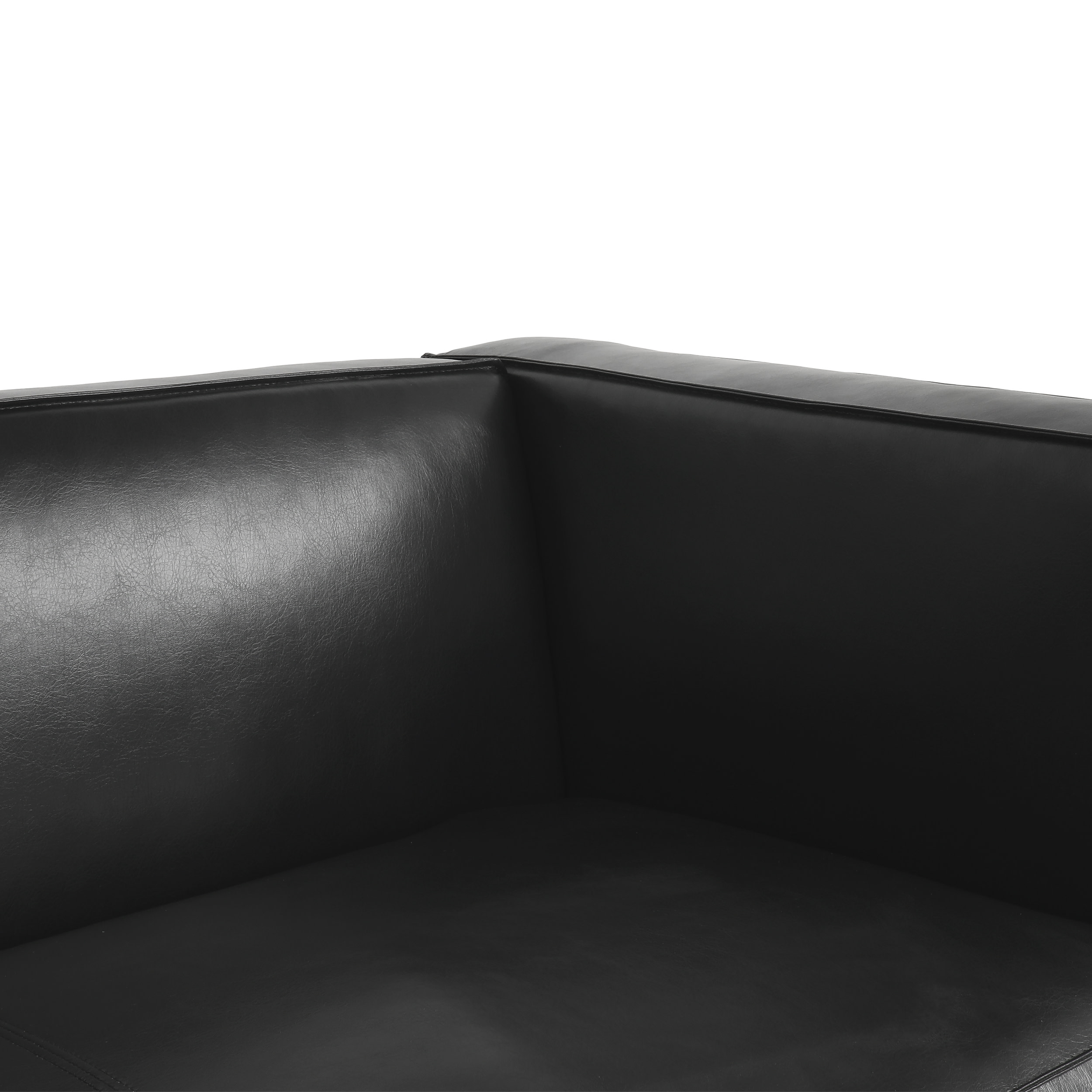 Noble House Denison Faux Leather 3 Seater Sofa, Midnight Black and Dark Walnut