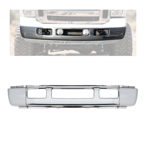 KOJEM 3 piece Front Bumper Face Bar Compatible with 2005-2007 Ford F-250 F-350 Excursion Super Duty Replacement for 5C3Z17757BA FO1002392 Steel Chrome Silvery