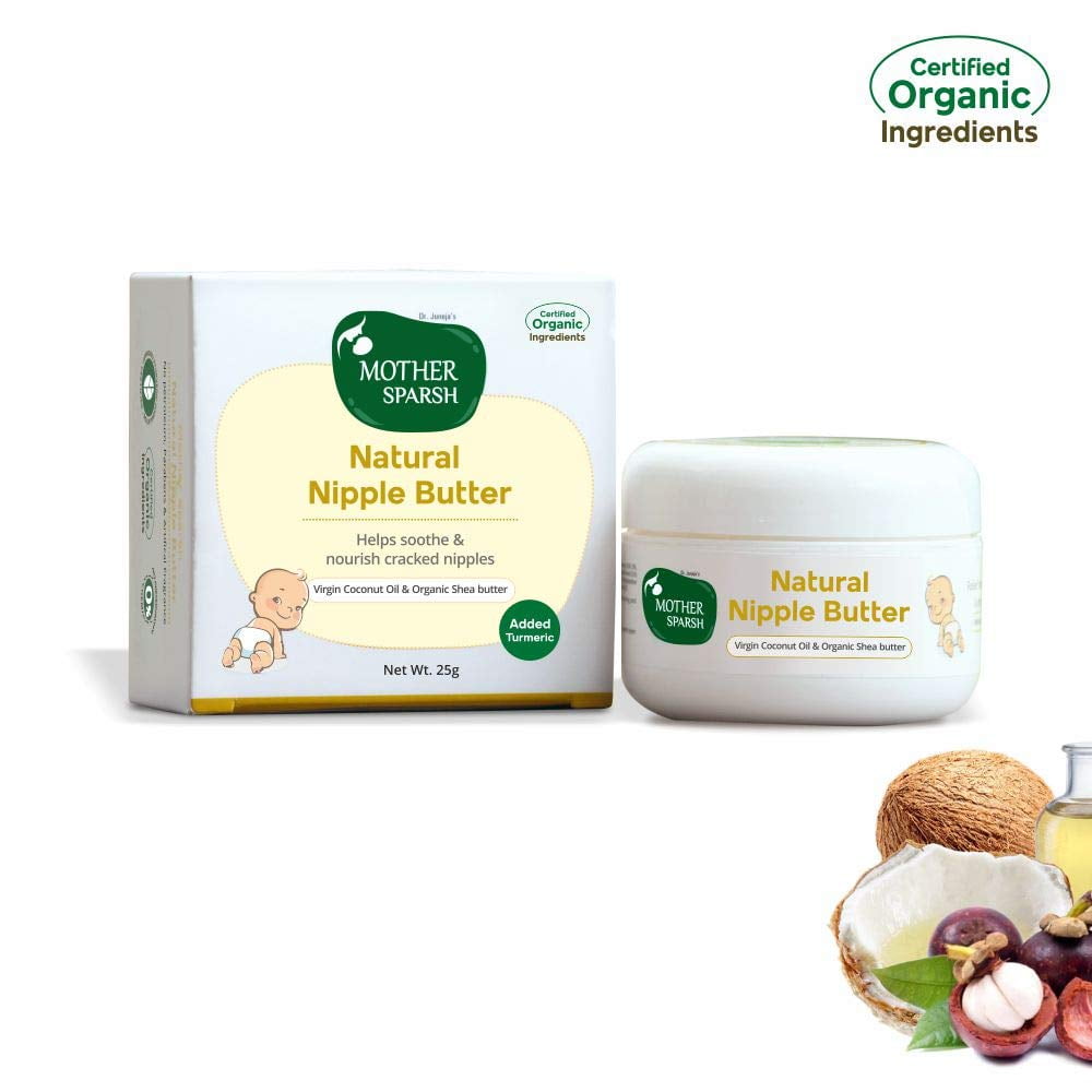 Mother Sparsh Natural Nipple Butter for Breastfeeding Moms, Virgin Coconut  Oil and Organic Shea Butter (25gm) 