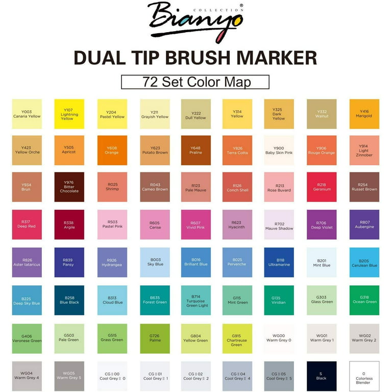 Bianyo Professional Series Alcohol-Based Dual Tip Brush Markers