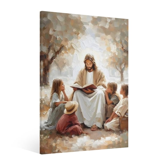 Vintage Jesus Canvas Wall Art Paint Framed, Jesus Pictures Canvas Print Posters Wall Decor, Christian Christmas Wall Art Home Decor for Living & Prayer Room Bedroom Wall Decor Framed