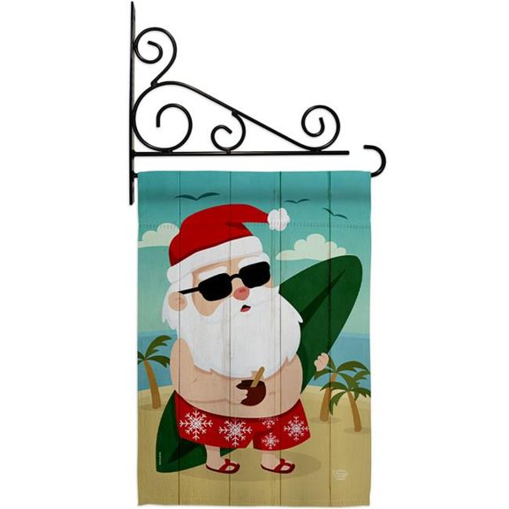 Ornament Collection GS190017-BO-03 13 x 18.5 in. Santa Vacation Garden Flag Set for Wintertime Christmas Double-Sided Decorative Vertical Flags & House Decoration Banner Yard Gift