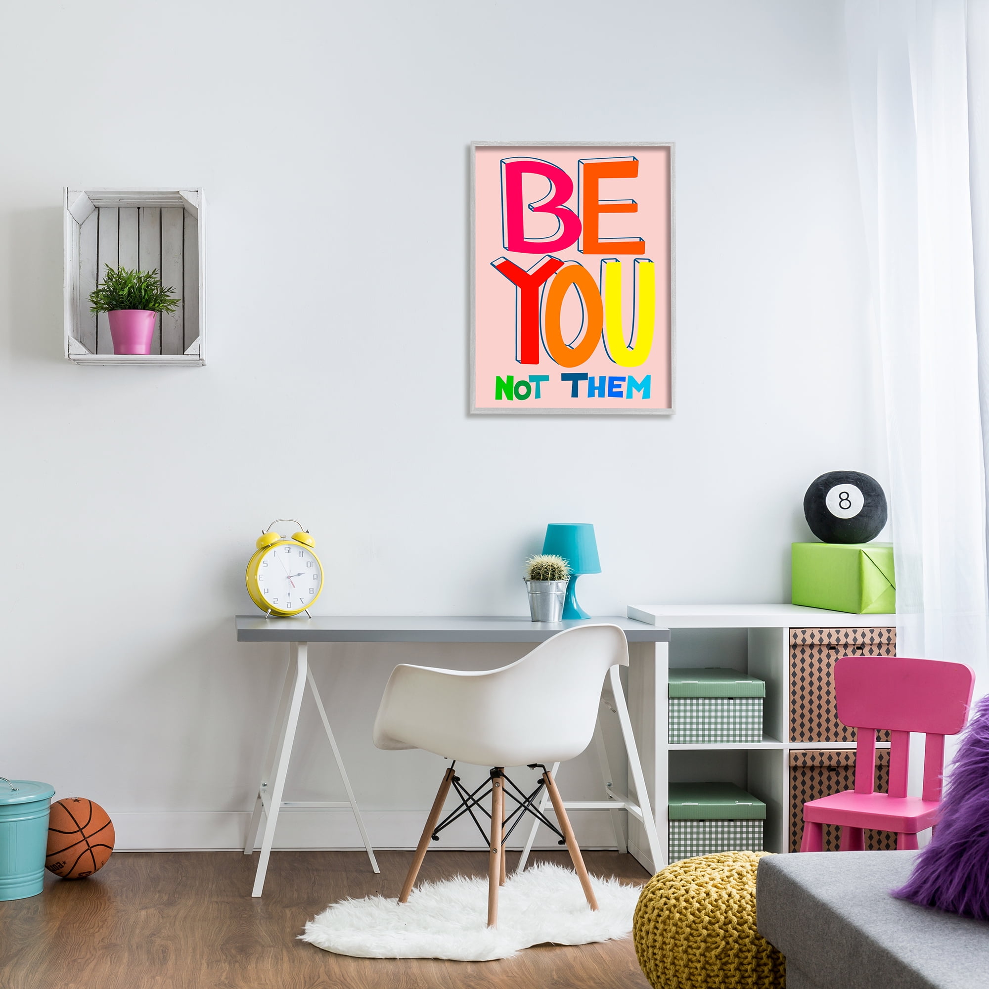 Stupell Industries Be You Not Them Phrase Inspirational Painting Gray Framed Art Print Wall Art, 24 x 30