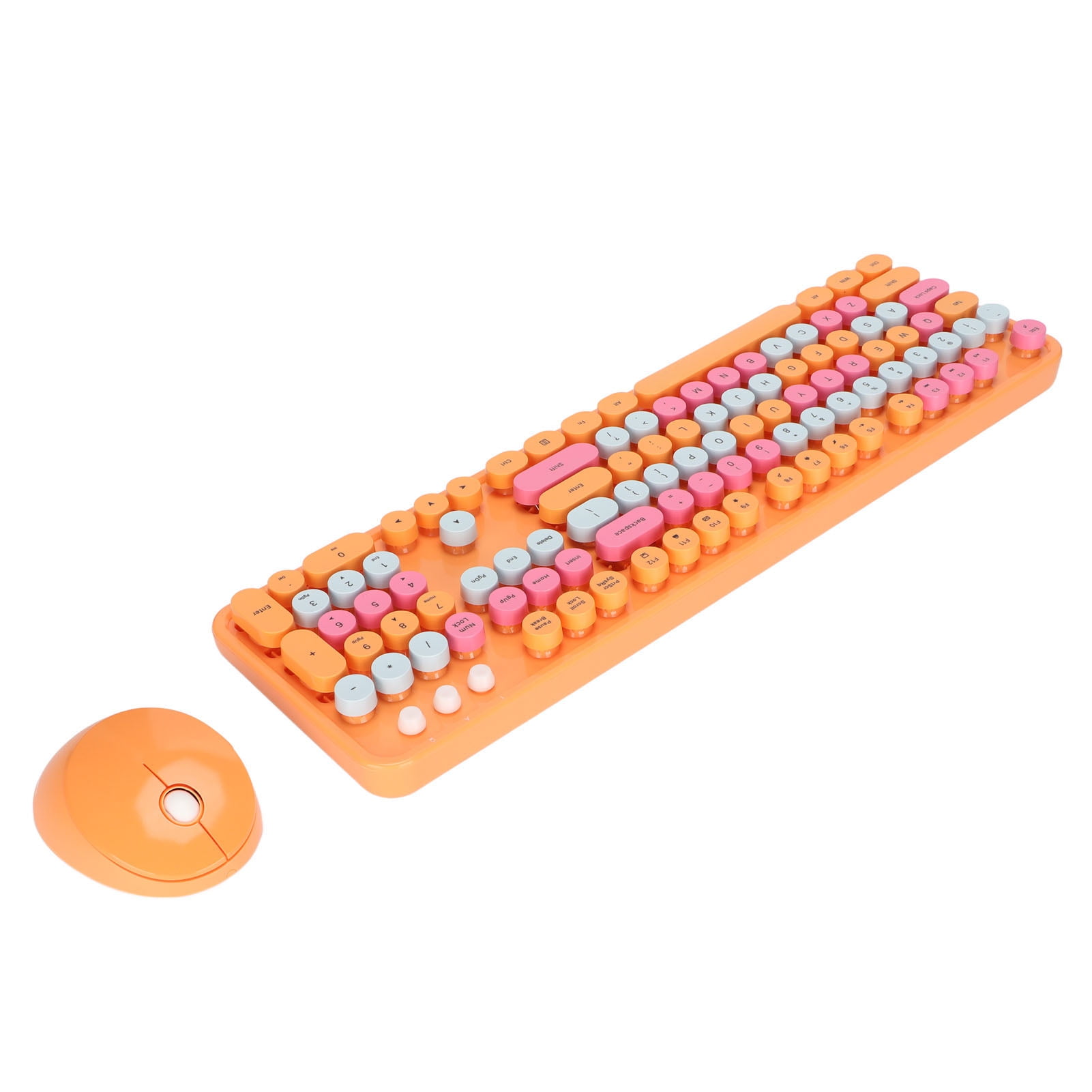 Wireless Keyboard Mouse 104 Keys Ergonomic Punk Round Keycap USB