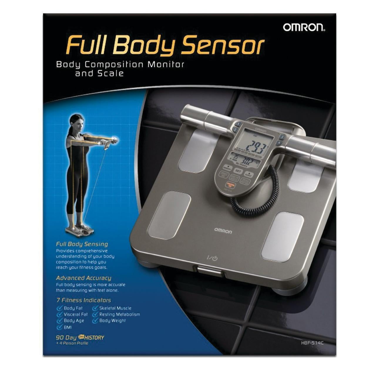 Omron HBF-514C Full-Body Sensor Body Composition Monitor + Scale With 7  Fitness Indicators (90-day Memory) & Fiji AA 40 PK