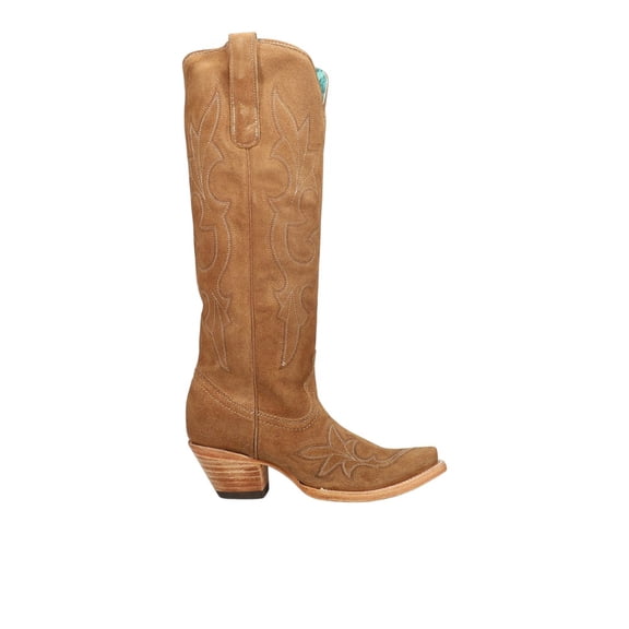 Corral Boots Womens Suede Embroidered Tall Snip Toe Cowboy Tall Boots