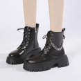 thumbnail image 2 of NECHOLOGY Botas Mujer Adulto Femenino Zapatos Botines mujer Mujer Suela gruesa Tacón grueso Cremallera Decoración de Ropa de abrigo de moda Botas para mujer (Black, 8), 2 of 7