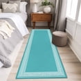 thumbnail image 5 of Turquoise Large Area Rugs for Bedroom Living Room, Soft Non Slip Carpet Bedside Rug, Geometric Boho Ethnic Tile Chic Monochrome Rectangular Floor Cover Kitchen Accent Rug 2'x6' for Dining Room/Office, 5 of 9