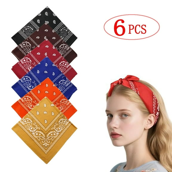 6 Pack Polyester Bandanas – Lightweight Breathable Head Wraps, Neck Scarves & Accessories for Men and Women, 21x21 Inch