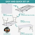 thumbnail image 4 of Harigal 6ft Folding Table for Indoor and Outdoor Use, Plastic 6 Foot Folding Table with Carry Handle for Events, Parties, Picnics, White, 4 of 7