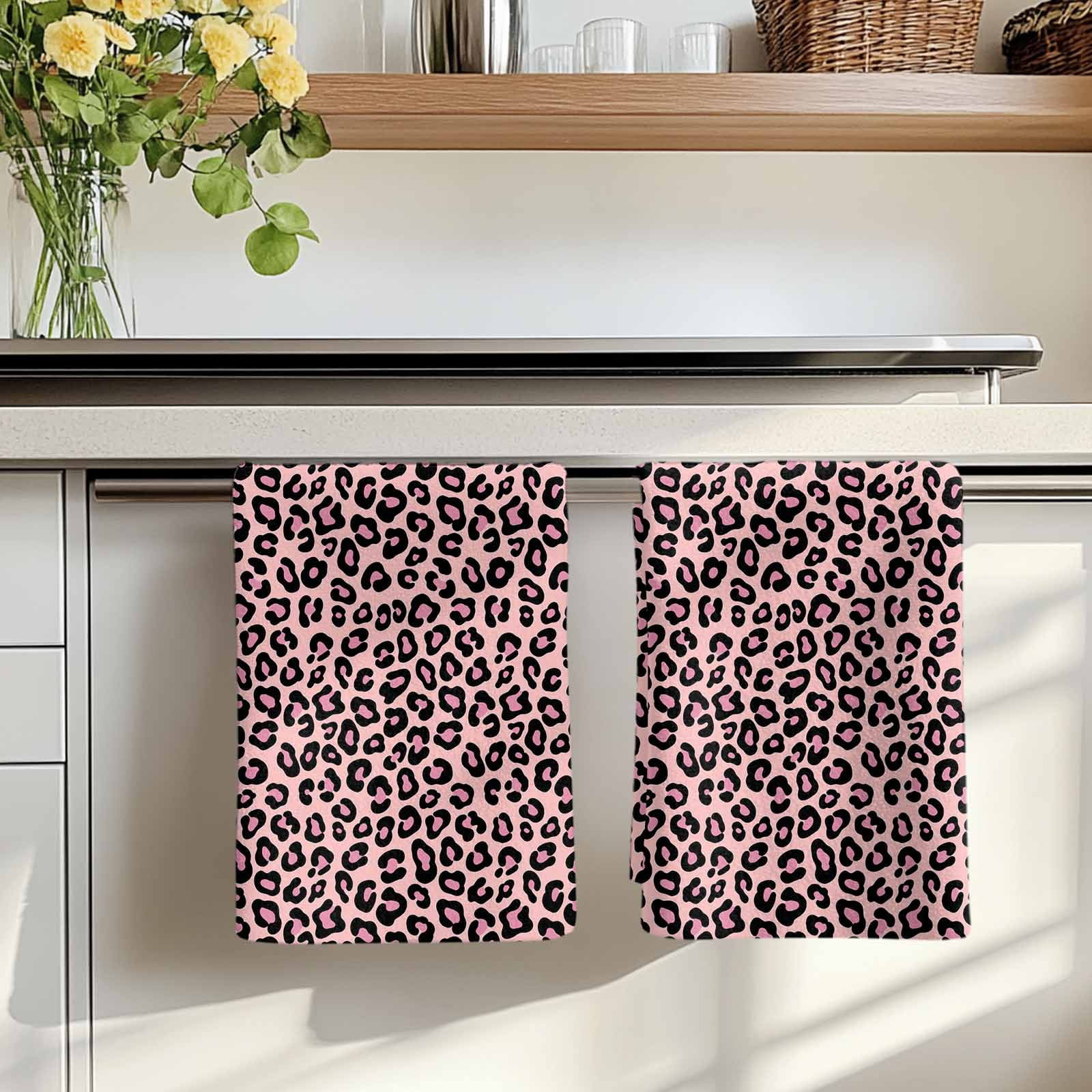 Pink Black Kitchen Towels Set of 3, Elegant Modern Abstract Art Luxury Absorbent Dish Towels for Kitchen, Microfiber Hand Towel, Quick Drying Tea Towel for Cleaning Decorative Dishcloths