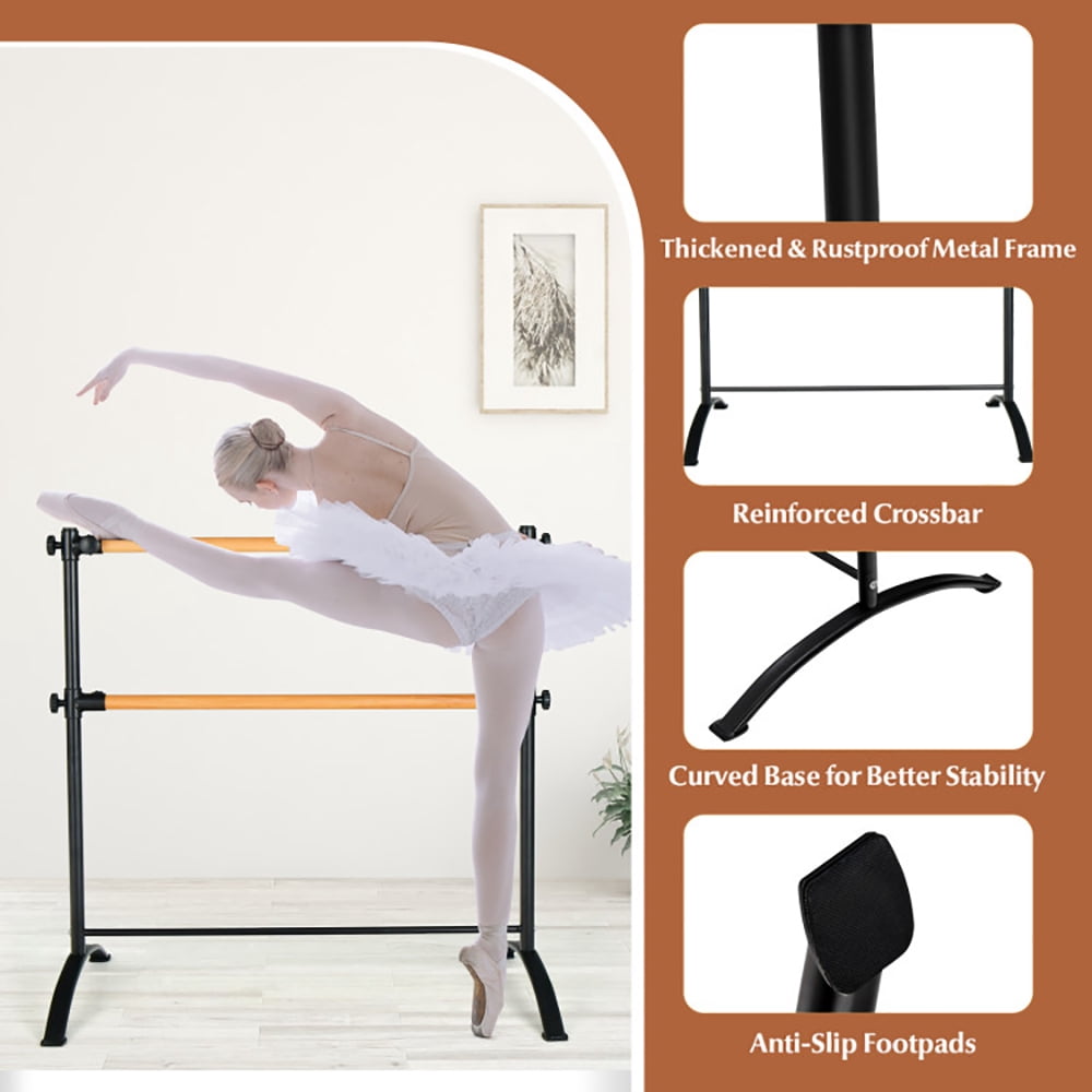 Kadyn Home or Gym Exercise Equipment,Portable Ballet Barre,Ballet bar freestanding Dance Bar,4 Foot Portable Freestanding Double Ballet Barre-Black