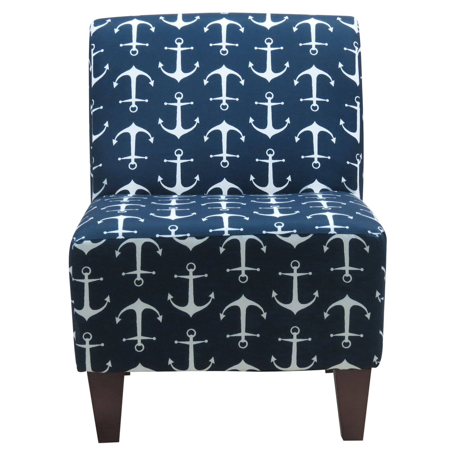 Fox Hill Trading Penelope Armless Slipper Chair, Anchor Print