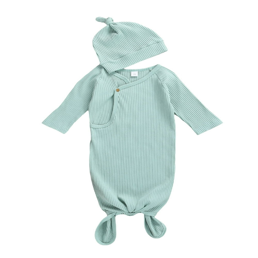 Generic Newborn Infant Baby Girl Boy Cotton Sleeping Bags Knotted Sleeper Gown Pajamas Sleepwear Nightgown With Hat Other 0 3months