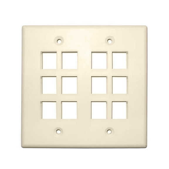 Skywalker 12-Port Double-Gang Keystone Wall Plate (Color: Ivory)