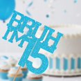 thumbnail image 4 of Cake Topper Sacguguber Blue Glitter Brush I'm 15 Birthday, 4 of 7