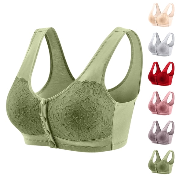 Posy Bra for Seniors Front Closure No Underwire Seamless Fall Comfy Breathable Bras for Older Women Push Up Bralettes, 48