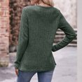 thumbnail image 4 of BLTIBY Long Sleeve Shirts for Women Knit Round Neck Button Dressy Solid Color Sweater Blouse Autumn Lightweight Casual Tunic Tops Army Green S, 4 of 7