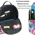 thumbnail image 5 of Lsque Tropical Flamingo Summer Pattern Backpack – School Travel Canvas Daypack with Ergonomic Padded Straps, Multiple Compartments & Leather Handle, 5 of 5