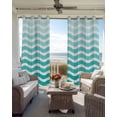 thumbnail image 6 of Geometric Turquoise Ombre Kitchen Curtains Modern Gradient White Ocean Striped Cafe Short Curtains for Bathroom Blackout Window Curtain Small Window Treatment Drapes for Bedroom Living Room 52"x45"x2, 6 of 9