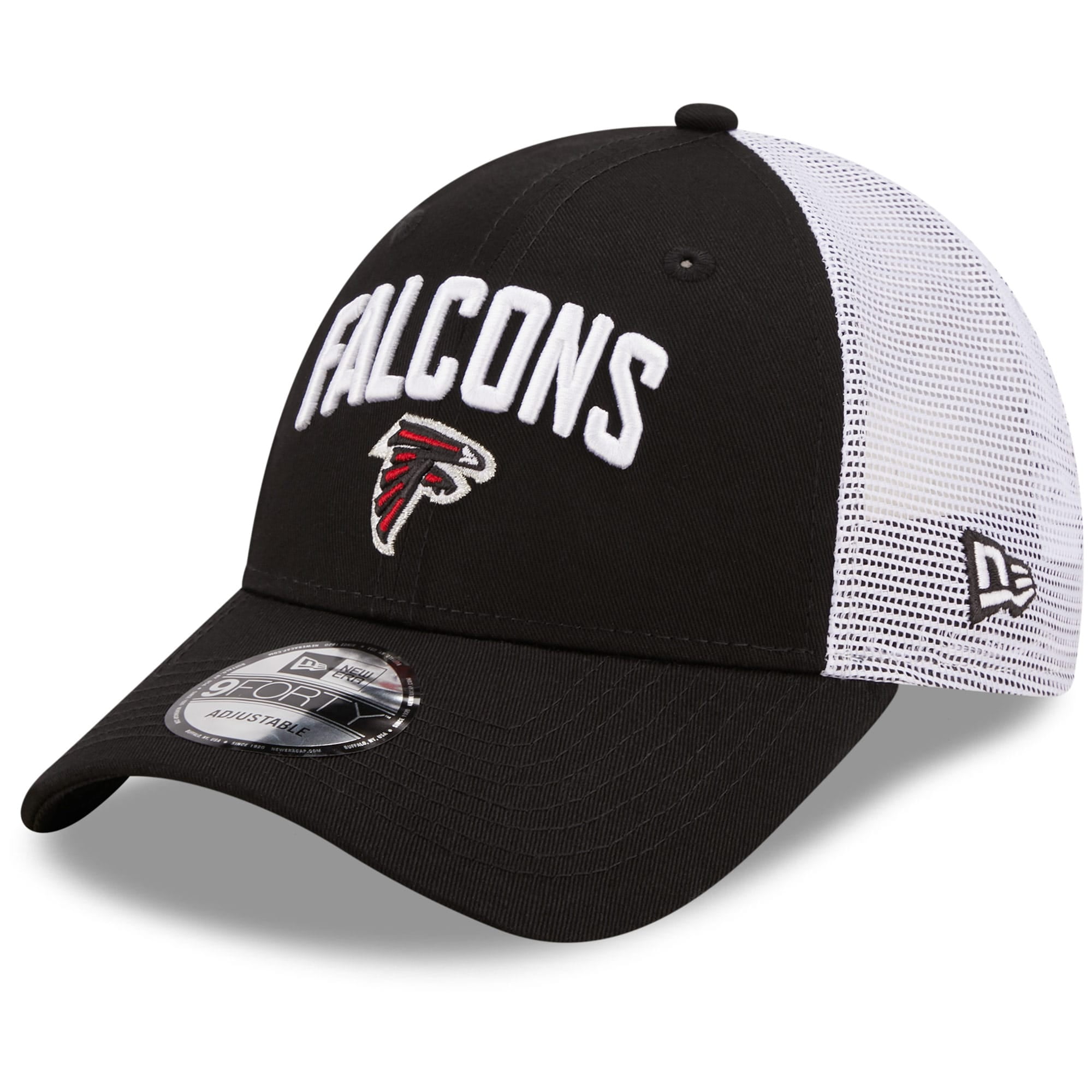 Men's New Era Black/White Atlanta Falcons Team Title Trucker 9FORTY Snapback Hat - OSFA